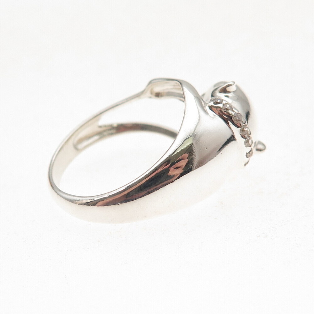 Nevada 925 Sterling Silver Vintage Real Emerald & C Z Panther Ring Size 8.25 - Picture 6 of 8